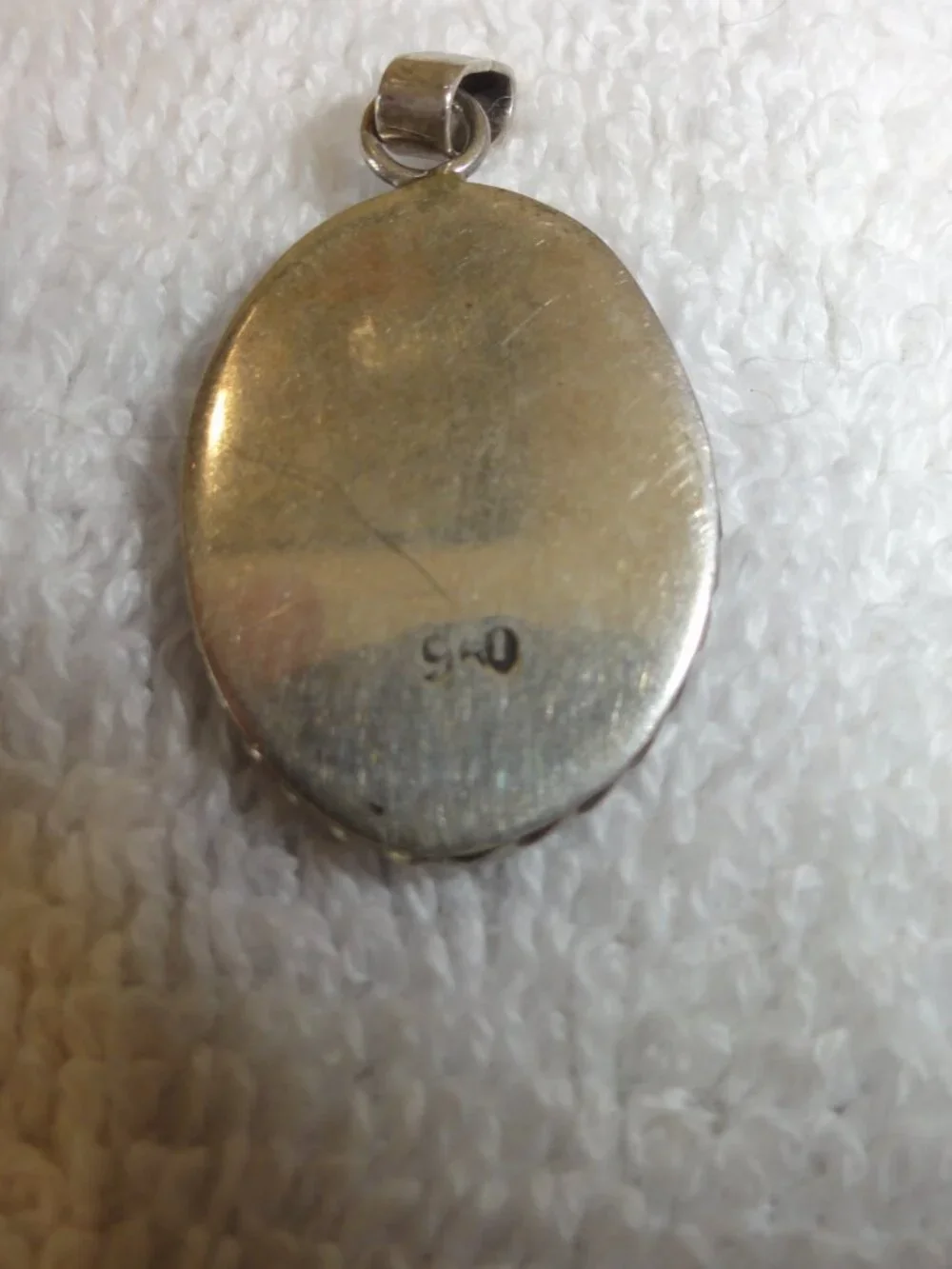 Vintage Silver Beveled Lapis Lazuli Oval Pendant VERY GOOD CONDITION!